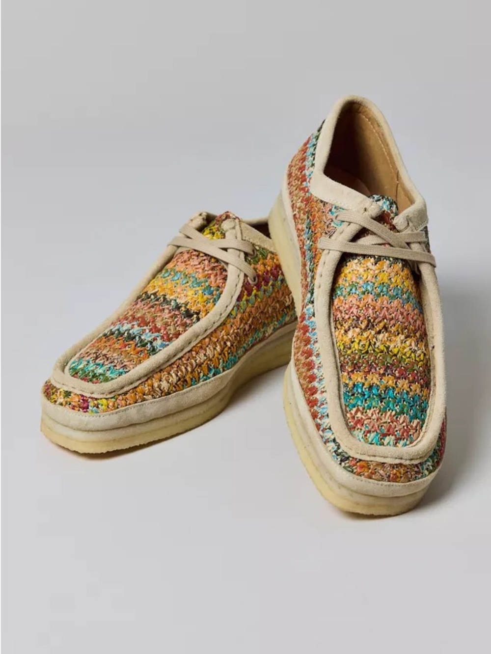 NEW CLARKS WALLABEE MULTI COLOR RAFFIA 7.5